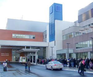 A line-up for tours of the new Niagara Health System hospital complex in west St. Catharines. Photo by Doug Draper