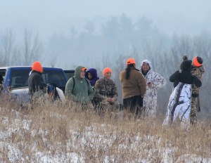 A Native group gathers for first day of controversial deer hunt in Short Hills Provincial Park. Photo by Dan Wilson.