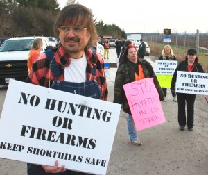 Animal activists protest the January deer hunt in Short Hills Provincial Park. Photo by Dan Wilson