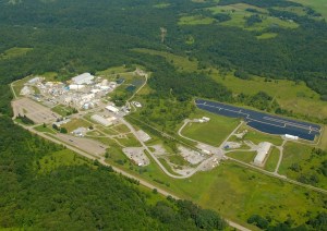 An aerial shot of the sprawling West Valley nuclear wast dump site in the Lake Erie watershed, just upstream from the Niagara River