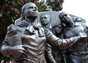 This wonderful tribute statue to Harriet Tubman is in Harriet Tubman Park in Boston, Massachusetts, a state that was strong on abolitioning slavery in the U.S. long before the Civil War.