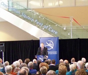 Kevin Smith, supervisor of the Niagara Health System in Niagara, Ontario. speaking at the official ribbon cutting for the new hospital in west St. Catharines. Photo by Doug Draper