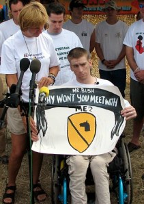 U.S. Iraq War veteran Thomas Young at one of many rallies against the war.