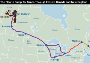 A map of the route for the tar sands pipe from west to east and called Line 9 as it runs through Ontario's Great Lakes region. Imagine a spill like the one now involving tar sands material in Arkansas, and ask yourself what it would mean if the same magnitude of spill occurred in a section of this pipeline offshore of Lakes Michigan, Huron, Lake Erie or a major connecting channel like the St. Clair River? What could that mean, not only for a billion dollar fishery, but for drinking water supplies downstream, including those in the greater Niagara region? Then ask yourself why are provincial, federal and, for that matter state politicians in the U.S. aren't demanding a full environmental review of this project? Click on this map to blow it up for a better appreciation of where this pipeline would run.