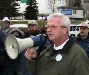 Peter Kormos, doing his real thing, speaking up for working people at a workers' rally somewhere in Ontario, Canada.