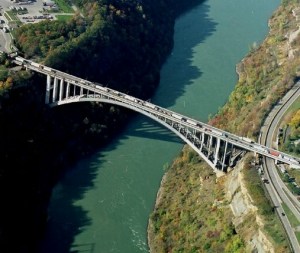 The Hyde Park dump is located just outside the lower right corner of this photo of the Queenston-Lewiston Bridge, near the brink of the Niagara River Gorge. When it was leaking, full blast, through the cracked bedrock to the river below, its poisons spread throughout Lake Ontario and helped almost destroy a healthy fishery in the lake. Two countries - Germany and Japan - once stopped purchasing fish products from Lake Ontario due to the high concentrations of chemicals in the fish flesh, associated with this dump.