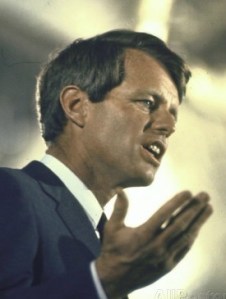 Bobby Kennedy, driving for progressive politics shortly before he was gunned down in June, 1968