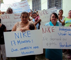 Workers that make goods for us rally for waged that might keep their families out of the starvation zone - all so that we can get a a t-shirt for less than five bucks. Who is being suckered more = them or us?