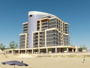 A virtual image of the way the high-rise condo would have loomed above Bay Beach. It is an image less than virtual now.