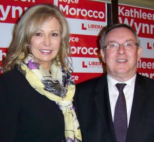 Ontario Liberal candidate will run in Niagara Falls Riding byelection. At her side is veteran Liberal St. Catharines MPP and cabinet minister Jim Bradley. Photo by Doug Draper
