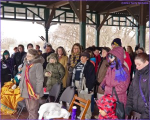 Hundreds endure the cold at a rally at St. Catharines' Montebello Park for murderd and missing Native women and girls. Photo by Terry Nicholls