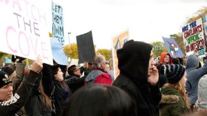 An image from a previous public protest in front of Marineland
