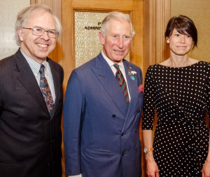WINNIPEG, MB - Julian Smith, Executive Director, Willowbank School of Restoration Arts, and Lisa Prosper, Director of Willowbank's Centre for Cultural Landscape,  with HRH The Prince of Wales tjhis May 21st. Photo courtesy of Willowbank 