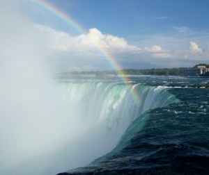 The Horseshoe Falls, with nature's rainbow over it, will be lit up in rainbow colours this June 20th night to ring in the World Pride Festival in Toronto over the next week. File photo by Doug Draper