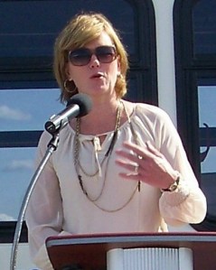 Debbie Zimmerman, the Niagara  regional councillor for Grimsby and former Niagara regional chair, speaks at the launch of a pilot inter-municipal transit system in September, 2011. File photo by Doug Draper