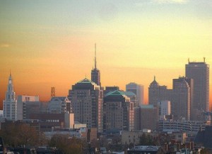 The skyline of Buffalo, New York, looming above Lake Erie - the source of what can sometimes be pretty wild lake-effect storms