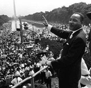Martin Luther King, following his 1963 speech 'I Have A Dream', in Washington. D.C.