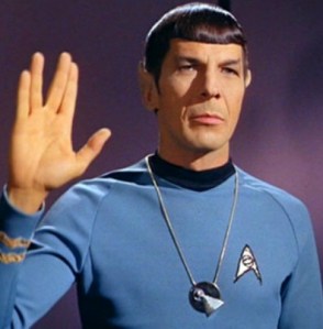 Leonard Nimoy in his iconic Star Trek role as Spock