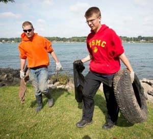 Voloneers for Buffalo Niagara Riverkeeper regularly clean garbage from shores of Buffalo River/Niagara River watersheds. Photo courtesy of Riverkeeper