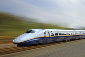 'Bullet' or high speed trains like this are common place in Europe and some East Asian regions.
