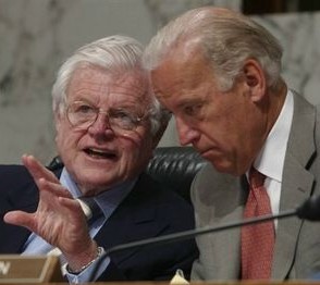 The late Massachusetts Senator Ted Kennedy and Connecticut Senator Joe Biden often worked closely together on policy making