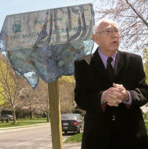Mel Swart was elected MPP for the former Welland Riding, now the Niagara Centre Riding, 40 years ago. Shown here a decade ago at a designation of the Niagara Escarpment as a 'World Biosphere', he died in 2007.