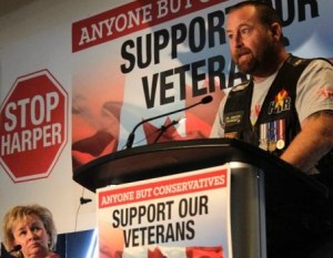 Canadian veterans protest cuts to services during recent federal election.