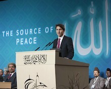 Canadian Prime Minister and then federal Liberal leader Justin Trudeau speaks at a National Islamic Convention.