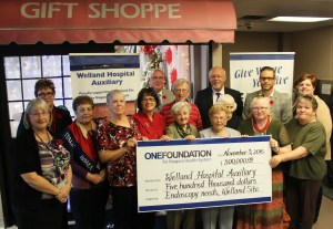 Members of the Welland Hospital Auxiliary present a $500,000 donation to Niagara Health System and OneFoundation for NHS representatives. Photo courtesy of OneFoundation