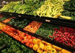 food on grocery shelves