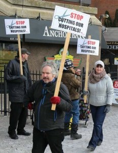 One of the Ontario Health Coalition's recent rallies for improved hospital funding