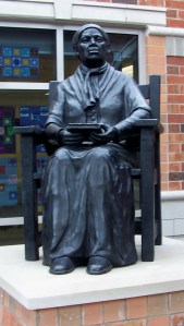 The statue of Harriet Tubman unveiled at a school in St. Catharines, Ontario. Photo by Doug Draper