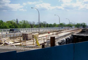 Work continues on the deck of the Burgoyne Bridge in St. Catharines, Niagara. Photo by Doug Draper