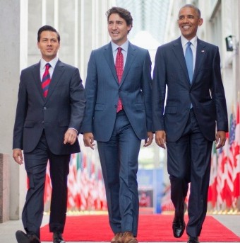  Mexican President Enrique Peña Nieto, Canadian Prime Minister Justin Trudeau, and U.S, President Barack Obama