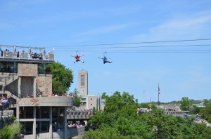 snap of the first four riders, including John Lohuis NPC General Manager in red, Tom Benson from WildPlay Element Parks from BC, Chris Hawkswell and Joe DiCosimo from WildPlay Niagara Falls.