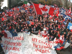 One of many rallies across Canada in 1995 for moving forward with a country that includes Quebec
