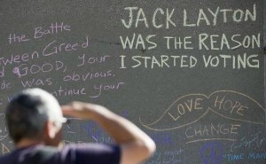 Tributes chalked on walls in the days following Jack Layton's death