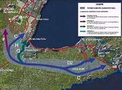 A map showing where a mid-pen highway might go