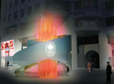 An artist's rendering of the stylized LED-light Olympic flame that will 'burn' outside the Canadian Olympic Committee offices at Olympic House in Montreal.