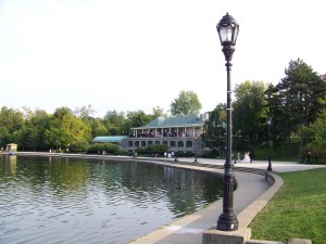 Hoyt Lake off Scajaquada Creek with Marcy Casino (the historic old boathouse and restaurant) in Buffalo, New York's Delaware Park. Photo by Doug Draper