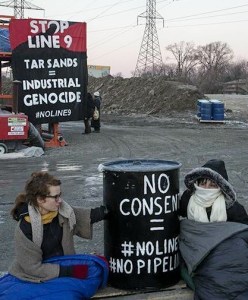 One of many protests against Enbridge's Line 9 pipeline running through Ontario