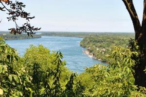 A view of the lower Niagara River, showing U.S. side on the right, from Queenston, Heights on the Canadian side in Niagara, where a memorial to Native peoples will be unveiled this coming October 2016