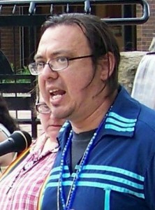 Karl Dockstader, seen here at a rally to save the Thundering Waters Forest in Niagara Falls, Ontario this summer, is one of the speakers at the November 1st event.