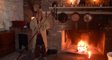Searching for ghosts in the kitchen area of Old Fort Erie