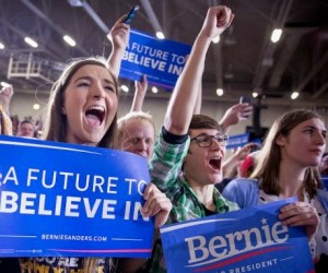 Some of the millions of young people who became engaged in politics through the Bernie Sanders campaign