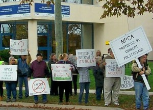 Niagara residents rally in front of NPCA headquarters r in support of recent call by Welland MPP Cindy Forster for a forensic audit of the body. File photo by Doug Draper