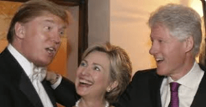 Donald Trump and the Clintons have wined and dined before. "throw her in jail' or not, they swim in the same elite circles.