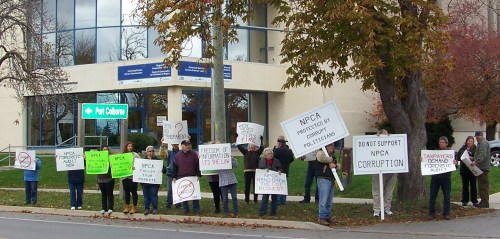 Citizens protest in front of NPCA offices in Welland last fall. File photo by Doug Draper