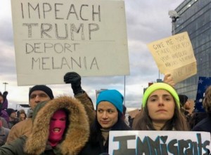 Americans protest Trump immigration ban at JFK Airport in New York City.