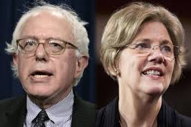 U.S. Senators Bernie Sanders and Elizabeth Warren - two leaders in the progressive wing of the Democratic Party - vow to fight Trump on health care and a host of other frongs